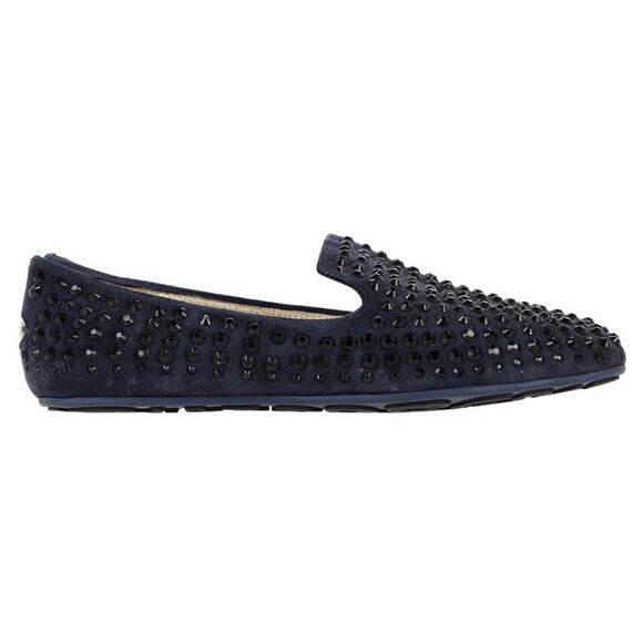 Jimmy Choo Studded Loafers in Navy Blue Suede